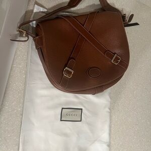 Vintage Gucci Brown Leather Crossbody Bag